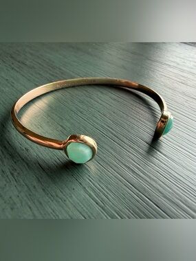 Monica Vinader Siren Thin Cuff Bracelet 18k Rose Gold Vermeil + Amazonite